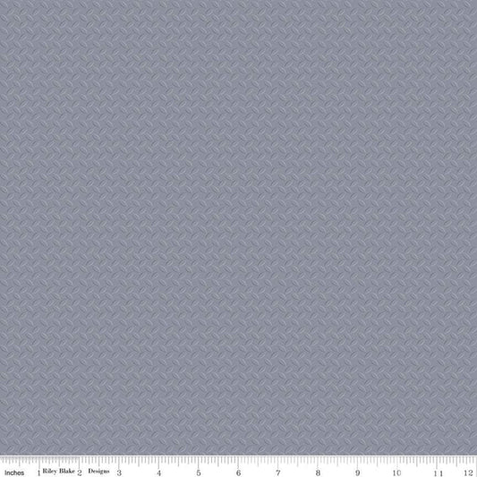 12" End of Bolt - CAT Junior Crew Steel Plate C11473 Gray - Riley Blake - Juvenile Construction Tone-on-Tone Geometric - Quilting Cotton
