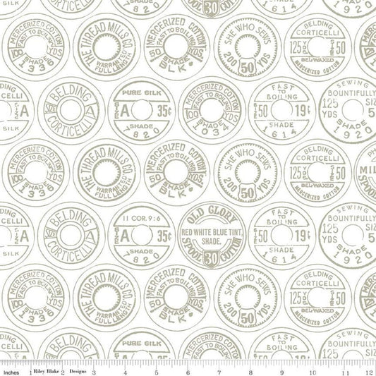 21" End of Bolt - SALE Best of She Who Sews Low Volume Spool Tops C11338 Gray - Riley Blake Designs - Sewing - Quilting Cotton Fabric
