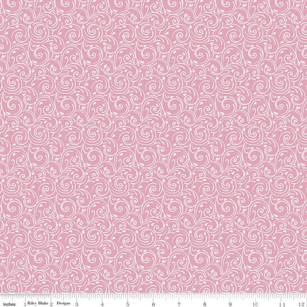 16" End of Bolt - SALE Falling in Love Swirls C11282 Pink - Riley Blake Designs - Valentine's Day White on Pink - Quilting Cotton Fabric