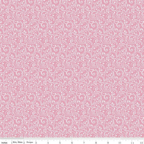 16" End of Bolt - SALE Falling in Love Swirls C11282 Pink - Riley Blake Designs - Valentine's Day White on Pink - Quilting Cotton Fabric