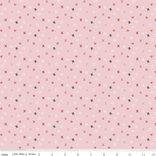 13" End of Bolt - SALE Falling in Love Xs and Os C11283 Blush - Riley Blake Designs - Valentine's Day Hearts Pink - Quilting Cotton Fabric