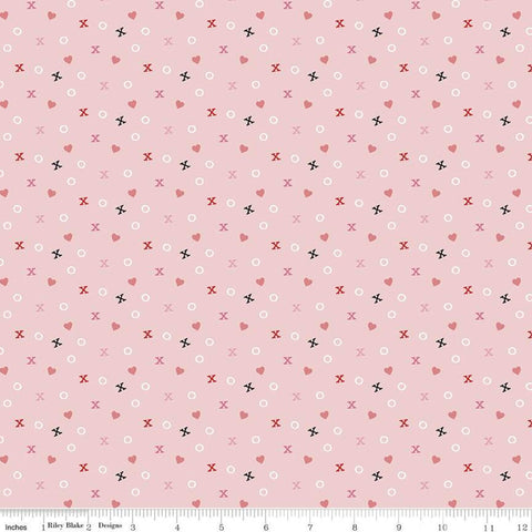 13" End of Bolt - SALE Falling in Love Xs and Os C11283 Blush - Riley Blake Designs - Valentine's Day Hearts Pink - Quilting Cotton Fabric