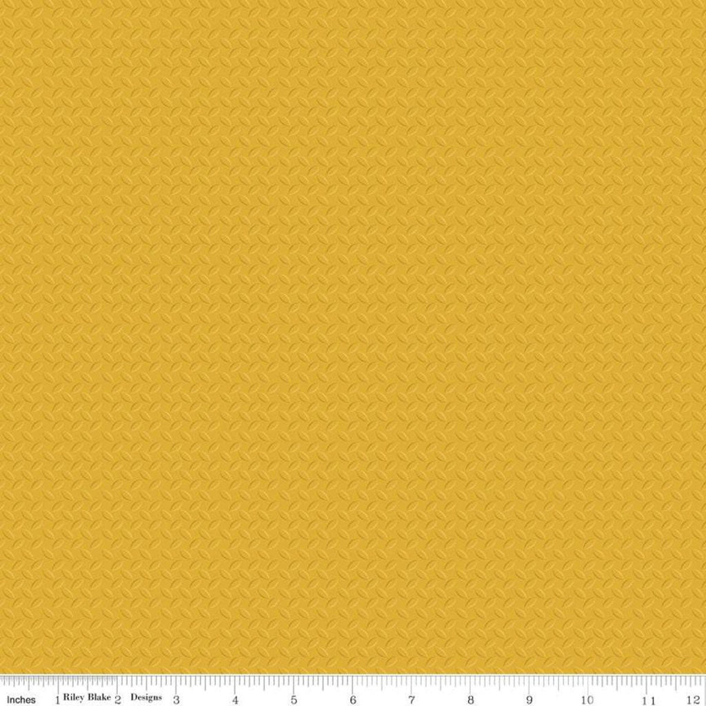 10" End of Bolt - CAT Junior Crew Steel Plate C11473 Yellow - Riley Blake Designs - Construction Tone-on-Tone - Quilting Cotton Fabric