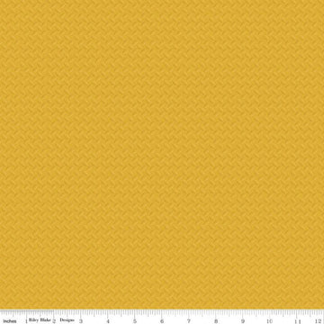 10" End of Bolt - CAT Junior Crew Steel Plate C11473 Yellow - Riley Blake Designs - Construction Tone-on-Tone - Quilting Cotton Fabric
