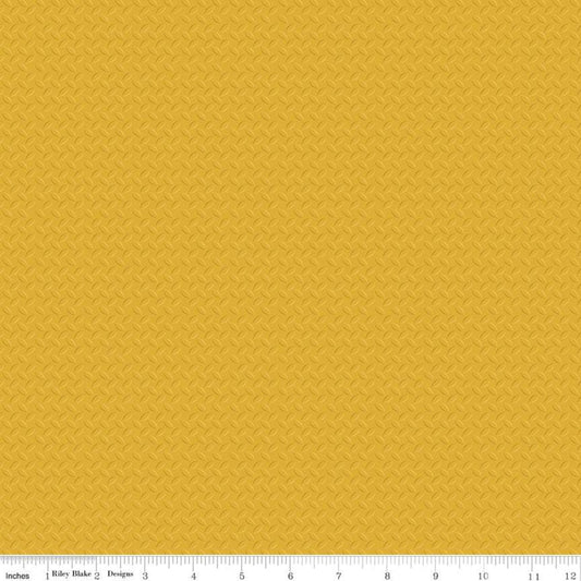 10" End of Bolt - SALE CAT Junior Crew Steel Plate C11473 Yellow - Riley Blake Designs - Construction Tone-on-Tone - Quilting Cotton Fabric