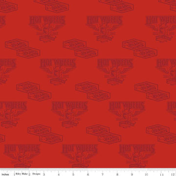 17" End of Bolt - Hot Wheels Classic Vintage Decals C11482 Red - Riley Blake - Vintage Toy Cars  - Quilting Cotton Fabric - LIcensed Product