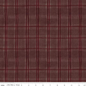 Fat Quarter End of Bolt - SALE For the Love of Nature Plaid C11376 Burgundy - Riley Blake Designs - Quilting Cotton Fabric