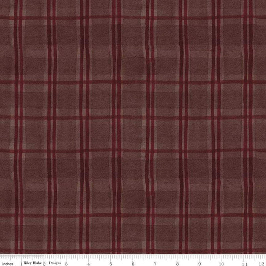 Fat Quarter End of Bolt - SALE For the Love of Nature Plaid C11376 Burgundy - Riley Blake Designs - Quilting Cotton Fabric