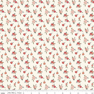 13" End of Bolt - Saturday in Paris Flowers C11364 Vintage White - Riley Blake Designs - Floral - Quilting Cotton