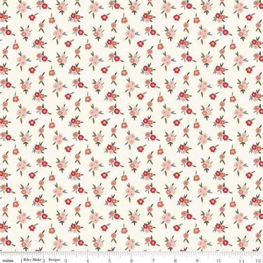 13" End of Bolt - SALE Saturday in Paris Flowers C11364 Vintage White - Riley Blake Designs - Floral - Quilting Cotton