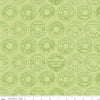 33" End of Bolt - SALE Best of She Who Sews Low Volume Spool Tops C11338 Green - Riley Blake - Sewing Vintage Thread Labels -Quilting Cotton