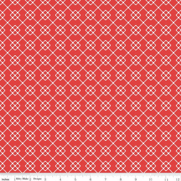 33" End of Bolt - CLEARANCE Quilt Fair Quilty Chain C11358 Red - Riley Blake Designs - Geometric Blue - Quilting Cotton Fabric