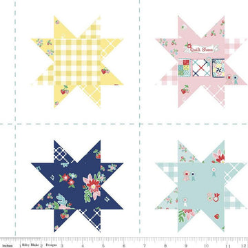 28" End of Bolt Piece - SALE Quilt Fair Scrappy Stars Cheater CH11359 White Riley Blake PRINTED Patchwork Stars Lines Quilting Cotton Fabric