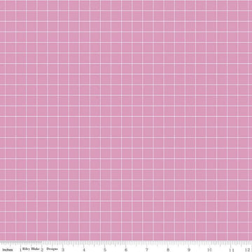 Fat Quarter End of Bolt - DEAL Misty Morning Grid C11584 Pink - Riley Blake Designs - 1/2" Geometric Grid - Quilting Cotton Fabric