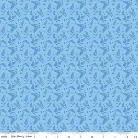 Fat Quarter End of Bolt - CLEARANCE Bluebonnet Breeze Tonal C11644 Sky - Riley Blake - Floral Flowers Tone-on-Tone - Quilting Cotton Fabric