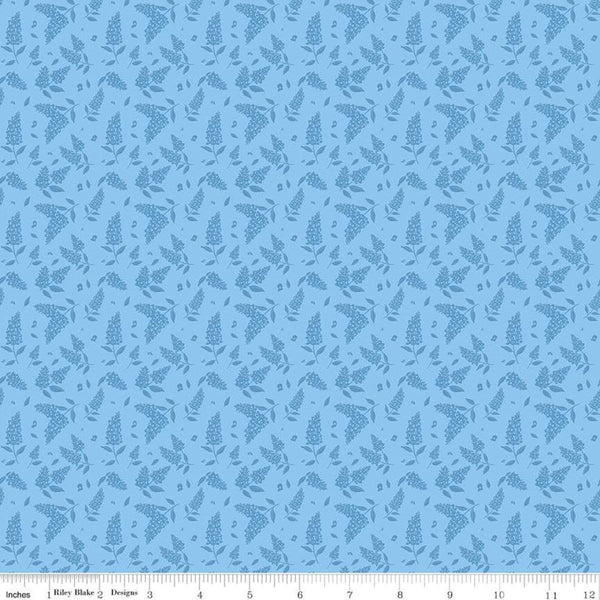 27" End of Bolt - CLEARANCE Bluebonnet Breeze Tonal C11644 Sky - Riley Blake - Floral Flowers Tone-on-Tone - Quilting Cotton Fabric