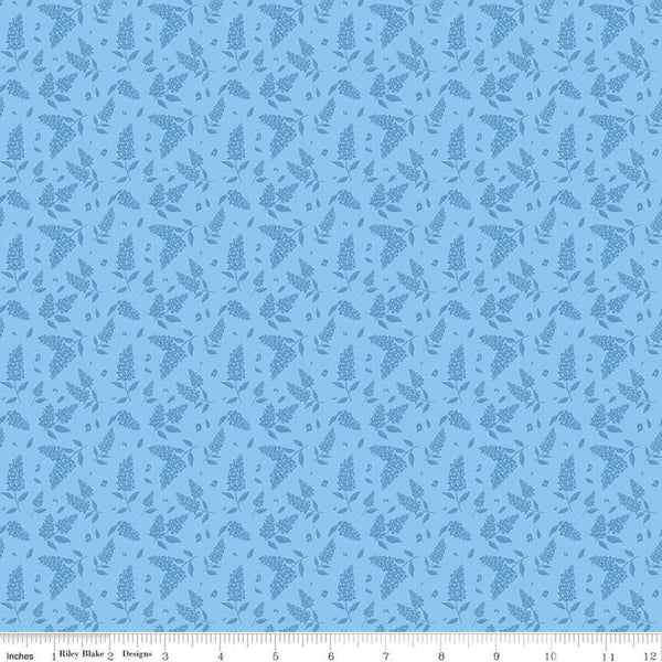 Fat Quarter End of Bolt - CLEARANCE Bluebonnet Breeze Tonal C11644 Sky - Riley Blake - Floral Flowers Tone-on-Tone - Quilting Cotton Fabric