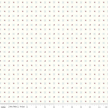 Cook Book Cherry Turnover C11761 Cloud - Riley Blake - Lori Holt - Cherries Crosses Grid Off White  Quilting Cotton Fabric