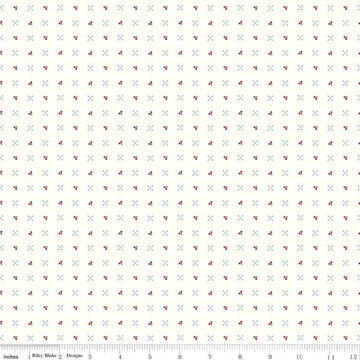 9" End of Bolt - Cook Book Cherry Turnover C11761 Cloud - Riley Blake - Lori Holt - Cherries Crosses Grid Off White  Quilting Cotton Fabric