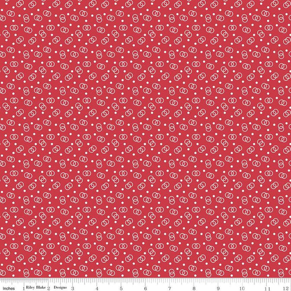Cook Book Ring Toss C11762 Cayenne - Riley Blake Designs - Lori Holt - Circles Dots Red - Quilting Cotton Fabric