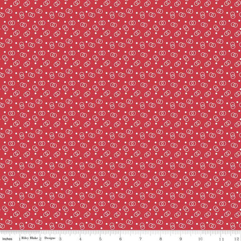 Cook Book Ring Toss C11762 Cayenne - Riley Blake Designs - Lori Holt - Circles Dots Red - Quilting Cotton Fabric