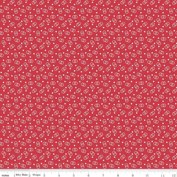 Cook Book Ring Toss C11762 Cayenne - Riley Blake Designs - Lori Holt - Circles Dots Red - Quilting Cotton Fabric