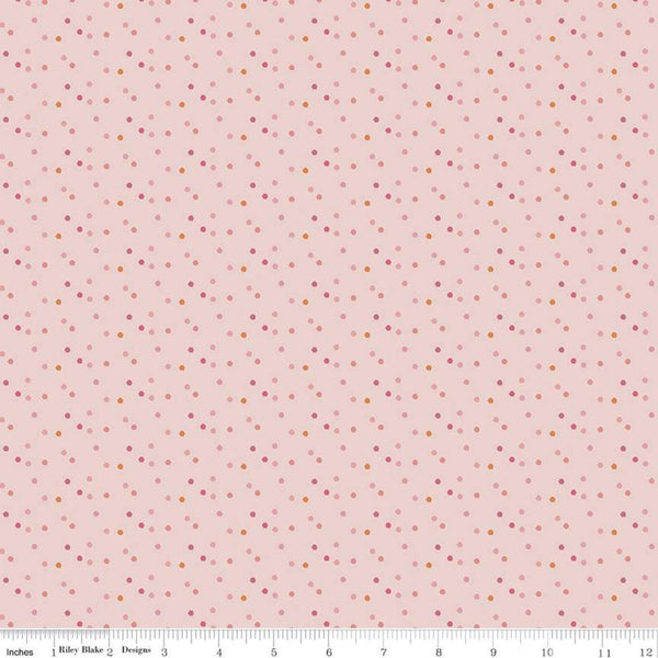 19" End of Bolt Piece - Saturday in Paris Hexie Dot C11366 Pink - Riley Blake Designs - Hexagon Polka Dots - Quilting Cotton