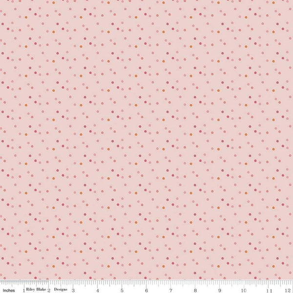 Fat Quarter End of Bolt Piece - Saturday in Paris Hexie Dot C11366 Pink - Riley Blake Designs - Hexagon Polka Dots - Quilting Cotton