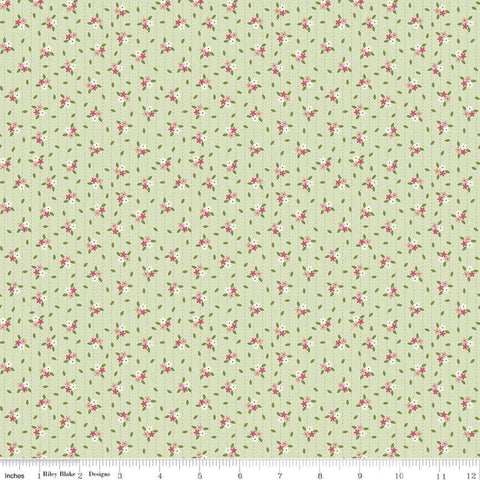 Fat Quarter End of Bolt Piece - SALE Enchanted Meadow Flowers C11555 Green - Riley Blake - Floral Background - Quilting Cotton Fabric