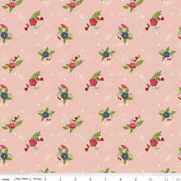 Fat Quarter End of Bolt - CLEARANCE Reflections Dancing Bouquets C11514 Pink - Riley Blake Designs - Floral Flowers - Quilting Cotton Fabric