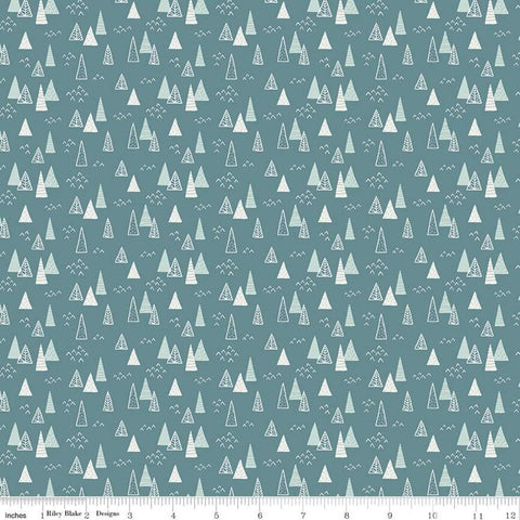 Fat Quarter End of Bolt - SALE Nice Ice Baby Trees C11605 Teal - Riley Blake Designs - Triangle Triangular Trees - Quilting Cotton Fabric