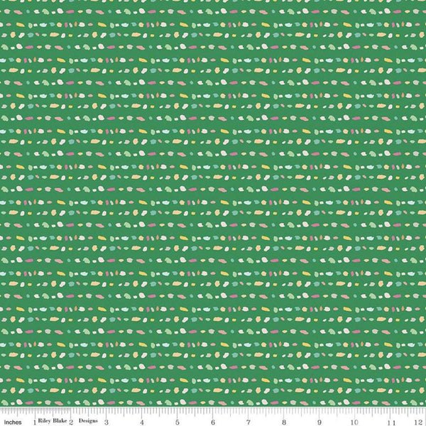 Fat Quarter End of Bolt - CLEARANCE Misty Morning Rows C11585 Green - Riley Blake  - Irregular Splotches - Quilting Cotton