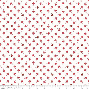 Fat Quarter End of Bolt - SALE Red Hot Umbrellas C11686 Cream - Riley Blake Designs - Umbrella - Quilting Cotton Fabric