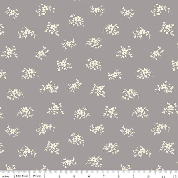 3 yard cut- SALE Perennial WIDE BACK WB655 Gray - Riley Blake Designs - 107/108" Wide Floral Flowers - Quilting Cotton Fabric