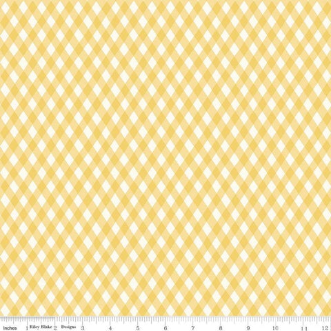 19" End of Bolt - SALE Honey Bee Plaid C11703 Daisy - Riley Blake Designs - Diamond Diamonds Yellow Gold Parchment - Quilting Cotton Fabric