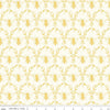 Fat Quarter End of Bolt - Honey Bee Damask C11705 Parchment - Riley Blake Designs - Bees Leaves - Quilting Cotton Fabric