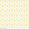 27" End of Bolt - Honey Bee Damask C11705 Parchment - Riley Blake Designs - Bees Leaves - Quilting Cotton Fabric