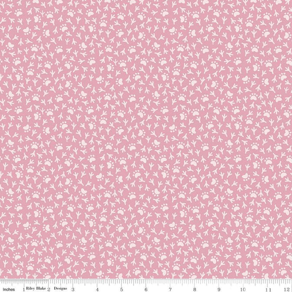 26" End of Bolt - SALE Cat's Meow Paws and Tracks C11635 Rose - Riley Blake Designs - Cat Bird Prints - Quilting Cotton Fabric