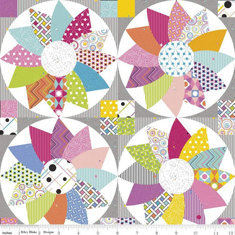Fat Quarter End of Bolt - Colour Wall Cheater Print CH11590 Multi - Riley Blake - PRINTED Applique Design Color Wall -Quilting Cotton Fabric