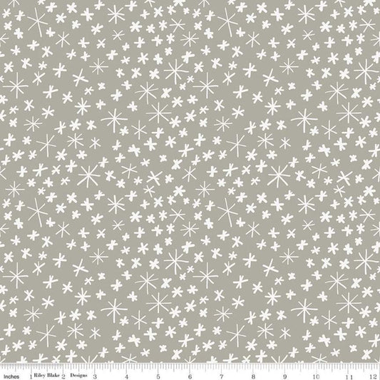 30" End of Bolt - Nice Ice Baby Snowflakes C11604 Gray - Riley Blake Designs - Snowflake Snow - Quilting Cotton Fabric