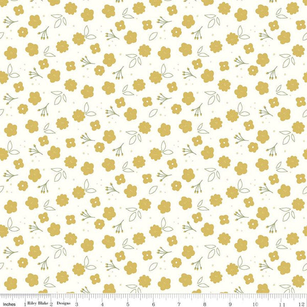 Fat Quarter End of Bolt Piece - CLEARANCE Daybreak Flowers C11624 Cream - Riley Blake Designs - Floral Flower - Quilting Cotton Fabric