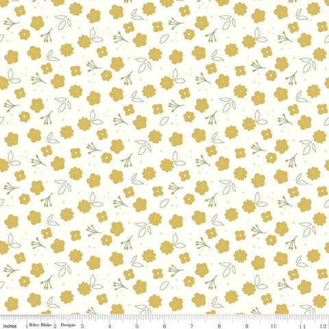 Fat Quarter End of Bolt Piece - CLEARANCE Daybreak Flowers C11624 Cream - Riley Blake Designs - Floral Flower - Quilting Cotton Fabric