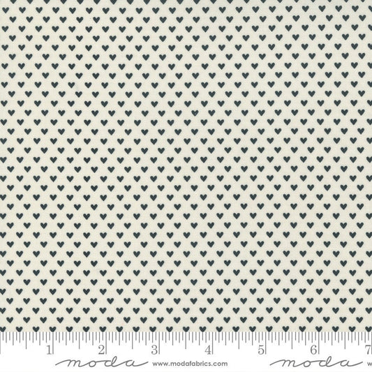 SALE Flirt Tiny Heart 55574 Cream Black - Moda Fabrics - Valentine's Day Valentines Hearts - Quilting Cotton Fabric