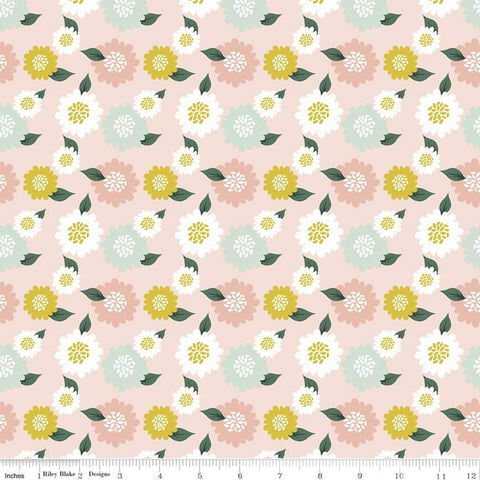 10" End of Bolt - SALE Hibiscus Flowers C11543 Blush - Riley Blake Designs - Floral - Quilting Cotton Fabric