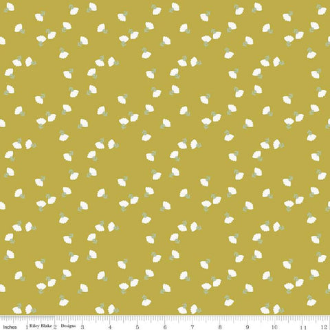 SALE Hibiscus Ditsy C11544 Citron - Riley Blake Designs - Floral Flowers - Quilting Cotton Fabric