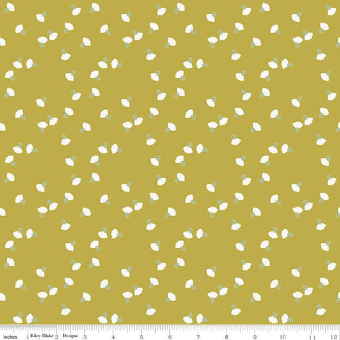 SALE Hibiscus Ditsy C11544 Citron - Riley Blake Designs - Floral Flowers - Quilting Cotton Fabric