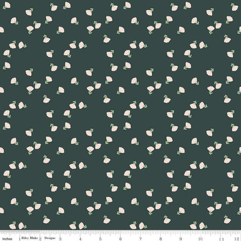 CLEARANCE Hibiscus Ditsy C11544 Hunter - Riley Blake Designs - Floral Flowers Green - Quilting Cotton Fabric