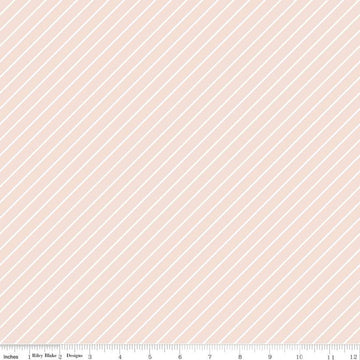 Fat Quarter End of Bolt - SALE Hibiscus Stripes Blush Pink Striped Fabric - C11546 - Riley Blake Quilting Cotton Fabric