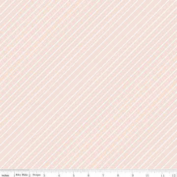 Fat Quarter End of Bolt - Hibiscus Stripes Blush Pink Striped Fabric - C11546 - Riley Blake Quilting Cotton Fabric