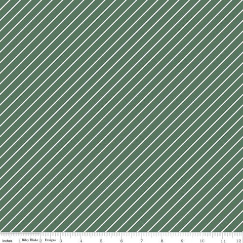 SALE Hibiscus Stripes C11546 Forest - Riley Blake Designs - Diagonal Stripe Striped with White - Quilting Cotton Fabric